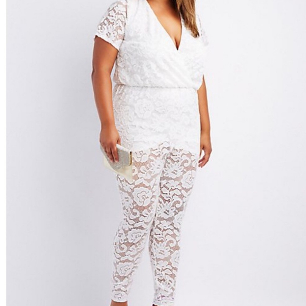 Charlotte Russe 1x Lace Jumpsuit Shorts/Pants